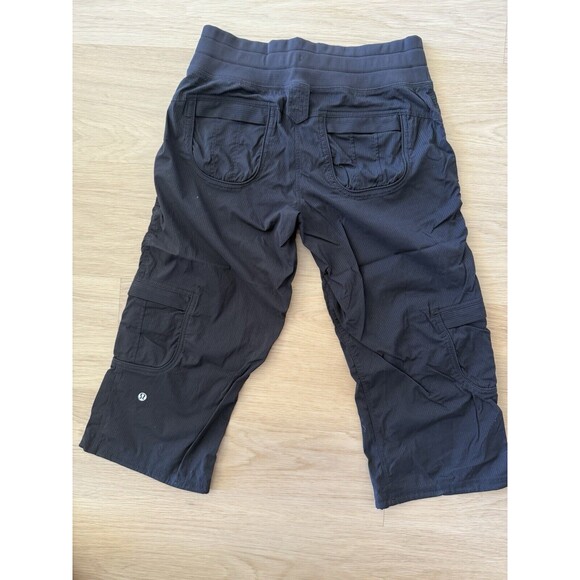 Lululemon Yoga Camp Crop Cargo Capri Dance Studio Swift Drawstring Black - Picture 9 of 10